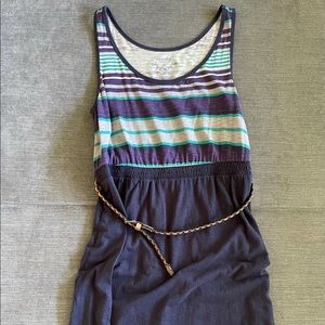 Navy/purple striped tank dress